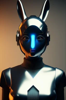 MCU Portrait, Front image, cyberpunk Asian woman rabbit mask, black blue color, latex dress, highly detailed, concept art, smooth, unreal engine 5, god rays, ray tracing, RTX, lumen lighting, ultra detail, volumetric lighting, 3d, finely drawn, high definition, high resolution.