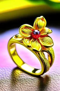 Gold ring design for women in the shape of a cute orchid flower