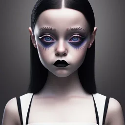 jenna ortega wednesday addams hair, wednesday addams make up, wednesday addams black dress, cinematic, hyper detail, 8k resulation