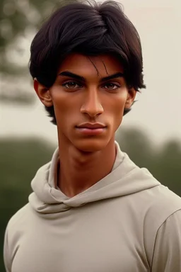 Appearance: Ari has a mixed-race skin tone with a light brown complexion. He has dark hair in a page boy haircut, and his hair length could be somewhere in-between long and short. His face is thin with high cheekbones and dark eyes that are often full of emotion. He stands at around 5 feet 7 inches tall, with a lean build that suggests he doesn't engage in a lot of physical activity.