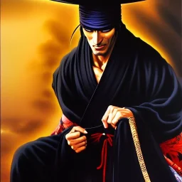 portrait of 'Jubei Kibagami-Ninja Scroll',painting by Earl Norem, simon Bisley, evan lee, 86-86, oil on canvas, cinematic composition, extreme detail,fit full head inside picture,8k