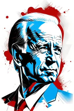 stylized stencil portrait of Joe biden in solid red, beige and (light and dark) blue with the the script "повиноваться" overlaid on the bottom of the image in red