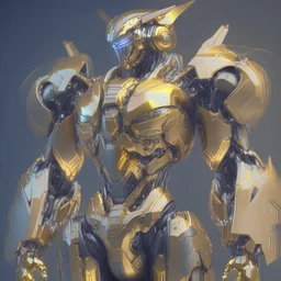 Android concept , realistic, golden ratio, symmetric, gundam, mecha, transformer, metallic shiny armour , curcuits, leds, weapons on forearms, intricately detailed, ray tracing, octane render