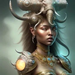 ssango fantasy, fantasy magic, intricate, sharp focus, illustration, highly detailed, digital painting, concept art, matte, artgerm and paul lewin and kehinde wiley, masterpiece silver elephant head bronze Asian African girl nice breast Afo hair turquoise sun rain waves