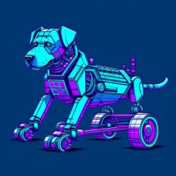 Doctor Who K-9 Robot Dog on wheels, Vaporwave design