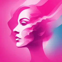 Women's Day Abstract Woman's Face Vector With Double Exposure Theme (Using Colors Shocking-Pink & Light-Pink) Showing Women Empowerment.