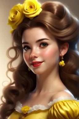 Belle from beauty and the beast with daisys in her hair make her old school disney princess more white daisys in her hair