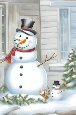 Snowman and Snowwoman hug