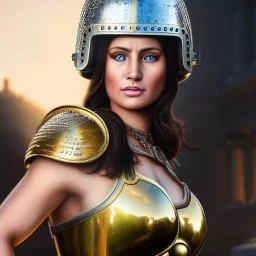 Ultra detailed fullbody Portrait in oil on canvas of busty female Roman warrior with armor,helmet,extremely detailed digital painting,ultrarealistic skin,intense stare, extremely detailed face, crystal clear eyes, mystical colors ,perfectly centered image, perfect composition, rim light, beautiful lighting,masterpiece ,8k, stunning scene, raytracing, anatomically correct, in the style of Simon Bisley and Ohrai Noriyoshi and robert e howard and Steve Jung and Wizyakuza and uncannyknack.