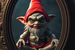 shiny yoga tradigrade gnome thief fat vampire semi transparent eyes in front of mirror