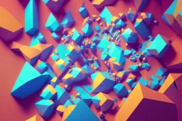 3D colorful geometric installation, simplistic, studio lighting, C4D, 16k, Behance, Artstation, centered, top down camera, vibrant