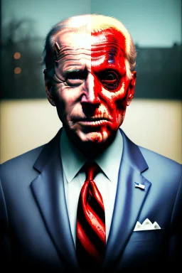 Ultra realistic image, joe biden zombie, zombie performance, suit, skull, blood, torn arm, night, walking twisted, waist up view, thriller style, dark ambient, highly detailed, White House background, concept art, unreal engine 5, god rays, ray tracing, RTX, focal lighting, ultra detail, volumetric lighting, 3d, finely drawn, high definition, high resolution.