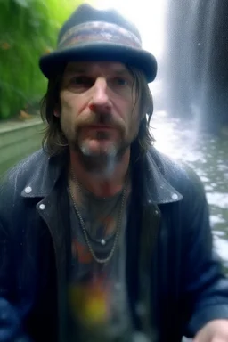 hyper real oil painting portrait of psychedelic kid rock showering himself inside a smoke cloud in slimy bubbles and gelatinous background, zeiss prime lens, bokeh like f/0.8, tilt-shift lens 8k, high detail, smooth render, down-light, unreal engine, prize winning