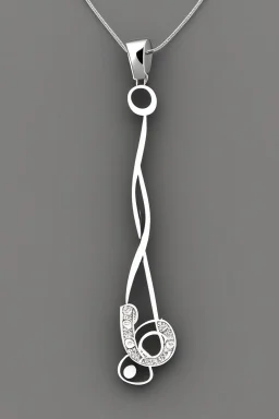 White gold crystal-shaped pendant in the shape of a musical note