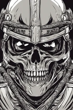 WARRIOR skull helmet, comic style, portrait