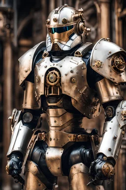 Front view Photography Realistic HD Natural Beauty Steampunk classic mecha man as troopers