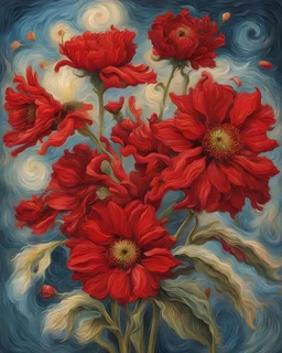 captivating red flower van gough mix