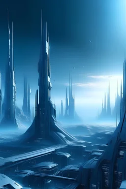 cold Futuristic city in space