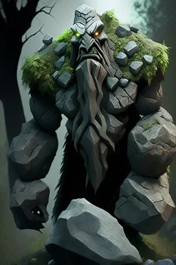 stone golem malphite scary wizard druid photorealistic