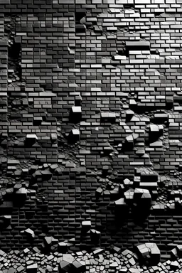 black brick wall broken little on sides
