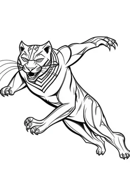 a cartoon image of black panther flying. kids coloring book. no color. thin crisp lines