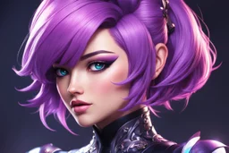 evelynn in 8k 2D anime artstyle, close picture, the Rachel haircut, intricate details, highly detailed, high details, detailed portrait, masterpiece,ultra detailed, ultra quality