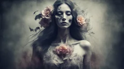 phantom woman, flower, Decay effect, mysticism, isoteric, beauty, ghost