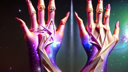 anamorphism trompe l'oeil hyperspace jeweled giant hand modelling a galaxy