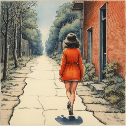 “Girl Walking Away,” a watercolor painting by R. Crumb, 1966. From Odds & Ends by R. Crumb, published by Bloomsbury Publishing Plc, 2001.