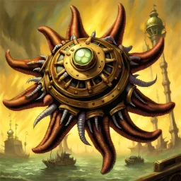 fantasy 90's tcg steampunk starfish creature artwork