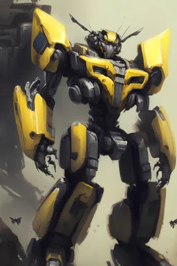 Digital art of bumblebee from transformers posing with crossed armes