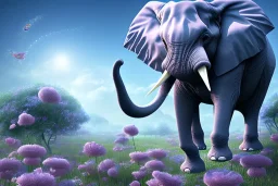 flower blossom and elephant blue sky