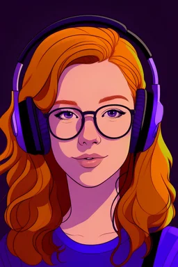 avatar for the podcast theme that is clean using with a divan, purple, with ginger hair,lips red, no glasses, eyeliner, with the name writing its a female name Divã da Van Van