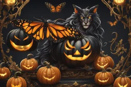 Monarch venom in anime artstyle, pumpkin, halloween them, close picture, fantasy world, intricate details, highly detailed, high details, detailed portrait, masterpiece,ultra detailed, ultra quality
