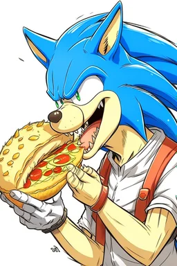 sonic putting bread in a mans mouth