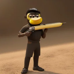 black nigger mit banane und Sturmgewehr