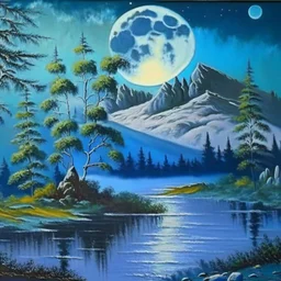 moon landscape painted by bob ross