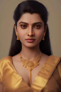 South Indian actress Ivana, by Mahmoud Sai, Cartographic, Circuitry, Golden Hour, Closeup-View, 16k, Lumen Global Illumination, Diffraction Grading