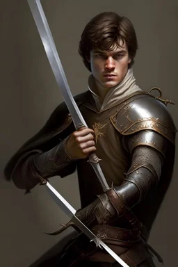 noble swordman with rapier short brown hair