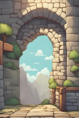 A high wall that is far from the city and bars embedded in the wall for 2D mobile games