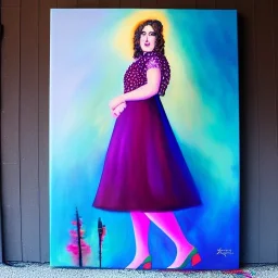 Full body portrait, painting, medium shot lady Christcore