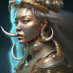 ssango fantasy, fantasy magic, intricate, sharp focus, illustration, highly detailed, digital painting, concept art, matte, artgerm and paul lewin and kehinde wiley, masterpiece silver elephant head bronze Asian African girl nice breast Afo hair turquoise sun rain waves