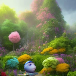 pixar style, volumetric summer garden environment and background, realistic painting of m&m, looking excited, volumetric lighting, dramatic lighting, detailed digital painting, extreme dense and fine fur, anime, ornate, colour-washed colors, elegant, small minutiae, tiny features, particulars, centered, smooth, sharp focus, renderman gofur render, 8k, uhd, detailed eyes, realistic shaded volumetric lighting, sunlight caustics, backlight, centered camera view