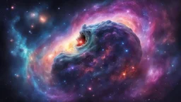Cosmic being consuming galaxy