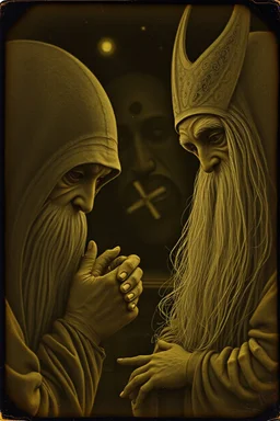 Daguerrotype close up some mysterious figures, odd background, Hieronymus Bosch Max Ernst ambient light, by Minicavio Quollati and Marlost Endgulp, Amano, Botticelli, Alphonse Mucha