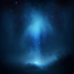 mystical fog, dark blue glowing light, fantasy, magic, dark, stars, sparkle