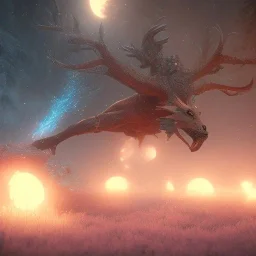 magical creatures, Mysterious cosmic backdrop, celestial ambience, soft lighting, unreal engine 5 volumetric lighting, intricate details, realistic style, 8k resolution