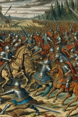 scena di combattimento mediavale