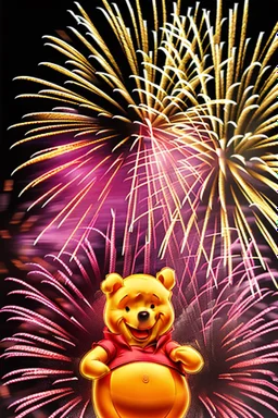 Fireworks splattering pooh