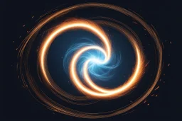 rotating circle of energy(bottom and right) giving off sparks, smoke trail across(bottom and then up left), as a vector